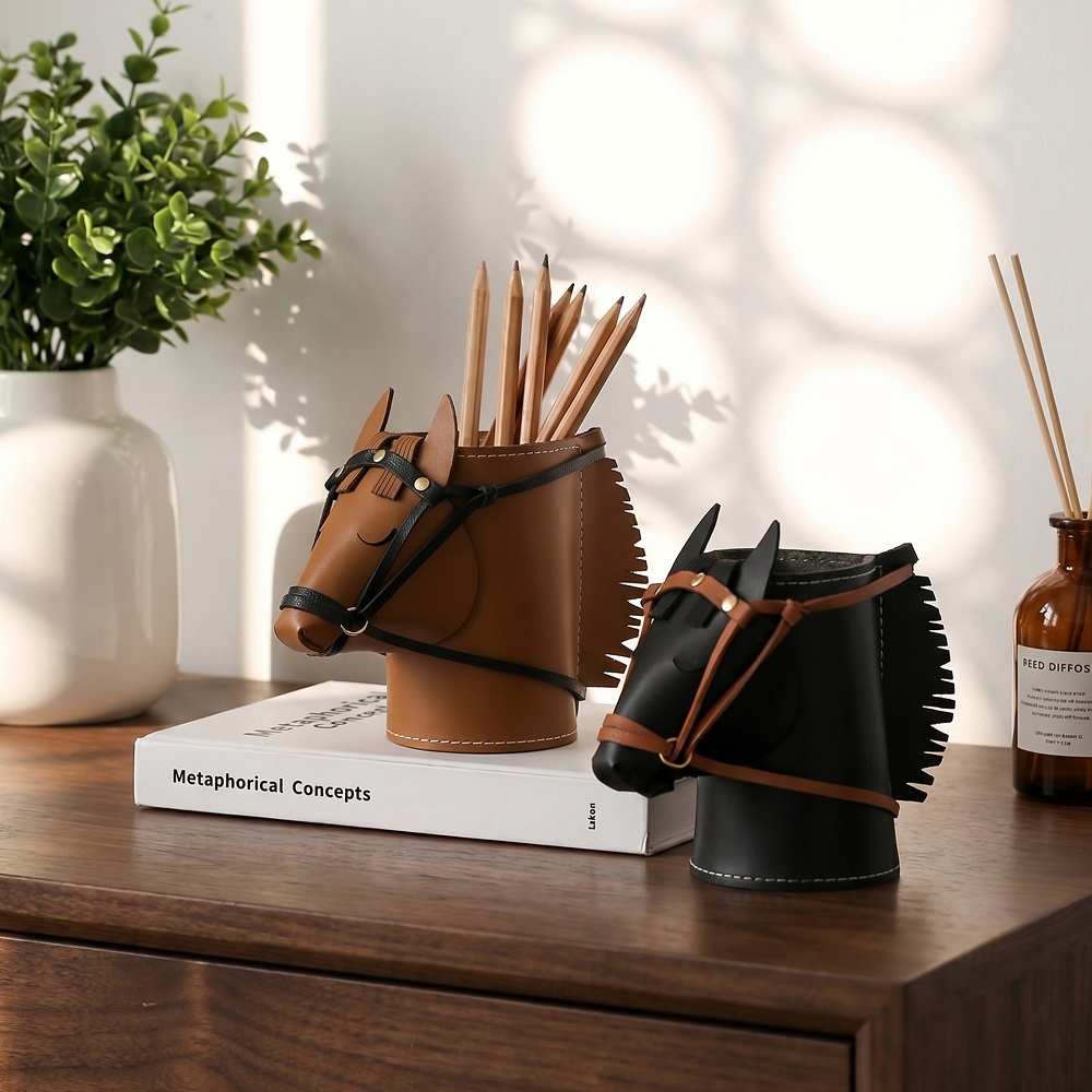 Luxury Skincare Containers - Luxury Leather Horse-head Storage Box Bedroom